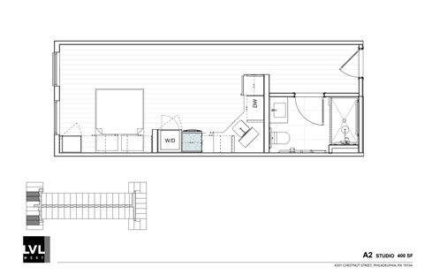 a floor plan of a small house with a bedroom and a living room